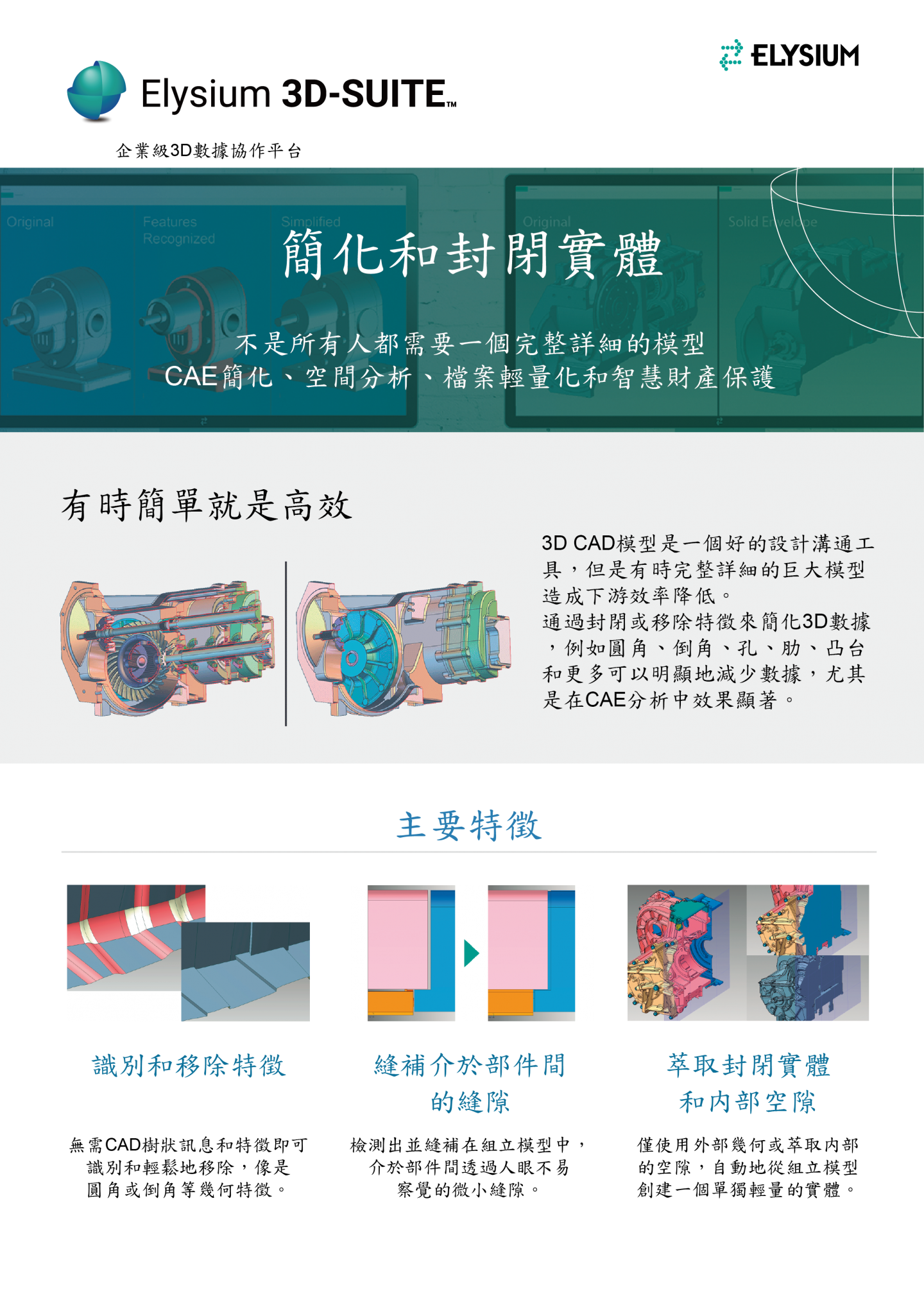 簡化,特徵去除,圓角,倒角,封閉實體,CAE前處理,FEA